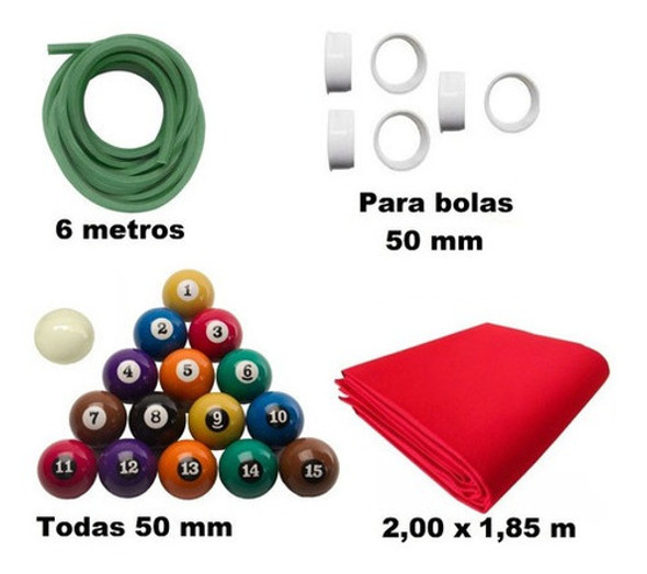 Pano Borracha Bolas Numeradas Caçapa Plástica Bilhar Sinuca 1 Pano Borracha Bolas Numeradas Caçapa Plástica Bilhar Sinuca 1