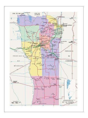 Lamina Fine Art Mapa Politico San Luis 39x50 M Y C 0