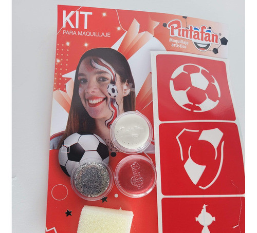 Kit Maquillaje Futbol River Plate Glitter En Pasta Stencil 0