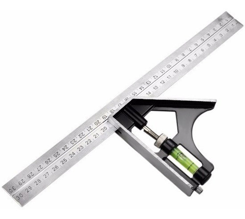 Regua Esquadro P/marceneiro Combinado C/nível 30cm Metálico 0