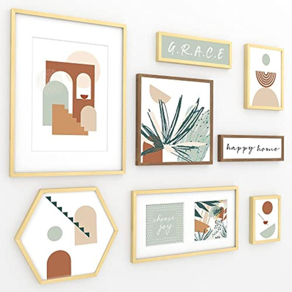 Artbyhannah 8 Pack Abstract Gallery Wall Frame Set Con Plant 0