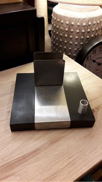 Tarjetero Lapicero  Escritorio Madera Acero Campoamor Deco 0