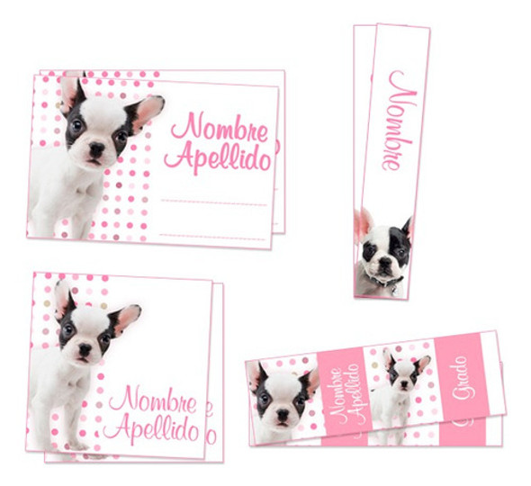 Etiquetas Escolares Perritos - Textos Editables 0