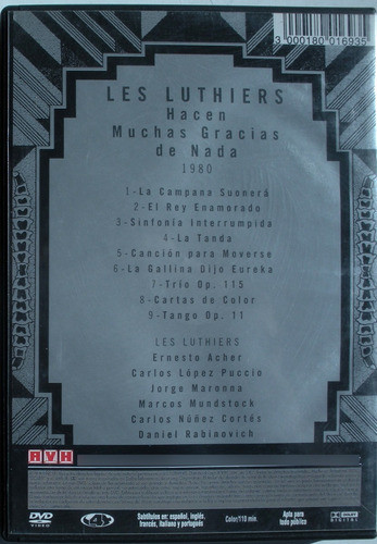 Dvd - Les Luthiers - Hacen Muchas Gracias De Nada - 1980 1
