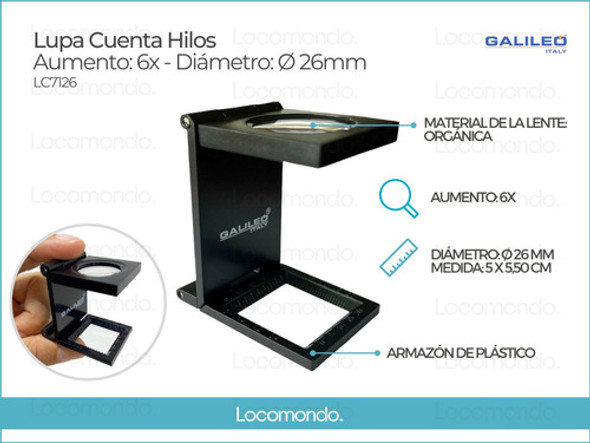 Lupa Cuenta Hilos Galileo Lente Orgánica De Bolsillo 6x 26mm 1