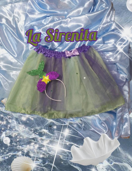 Kit Tutú + Vincha Niña Disfraz Sirenita T2 X12 1