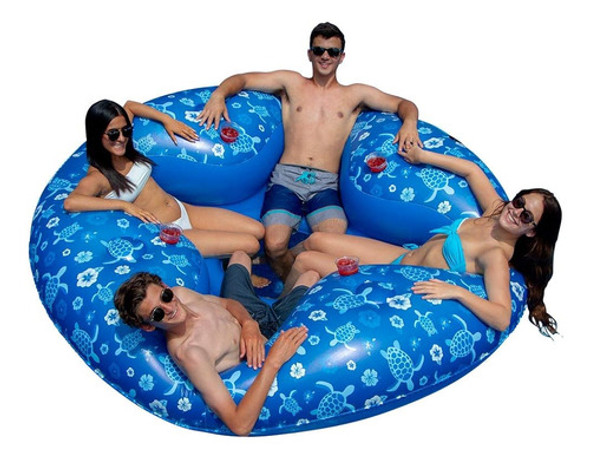 Swimline Tropical 4 Person Pool Lounger, Azul 0