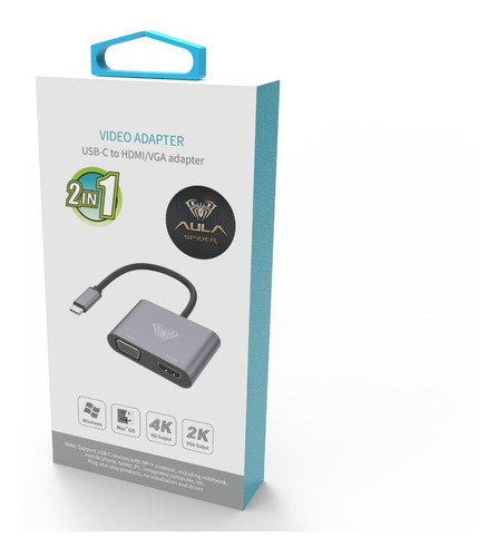 Adaptador Hub Displayport 2 In 1 Tipo C Vga Hdmi 1