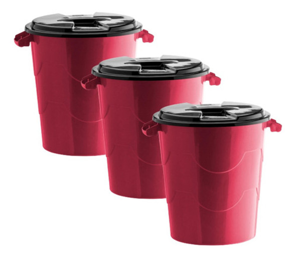 Kit Pack X 3unds Tacho Papelera Basura Residuos 30l 44x41x42 0