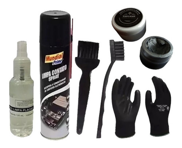Kit Pasta Térmica Prata, Limpa Contato Escova Luvas Pincel 0