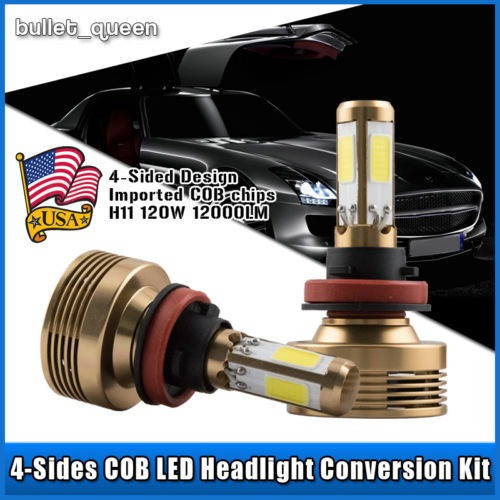 120w 12000lm 4 Lados Cob Led Faro Cruce Bulbos H11 6000k Bla 1