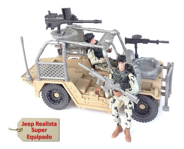 Soldaditos De Juguete Articulados Jeep Militar,torre Y Armas 1