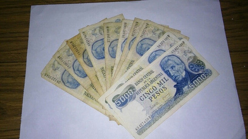 Lote De 10 Billetes. De 5000 Pesos Serie B 0