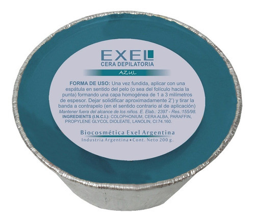 Cera Depilatoria Corporal Azul Elastica  Exel 200 G 0