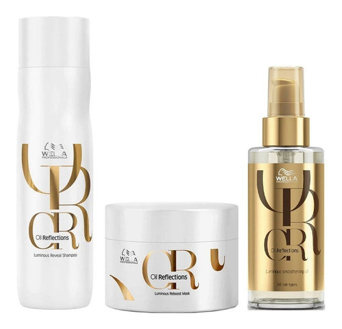 Kit Wella Oil Reflections Brillo Shampoo Máscara Y Aceite 0