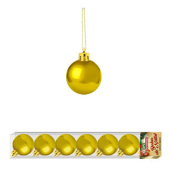 Bolas De Natal Lisa Dourada Com 7 Unidades Decoração Natal 0