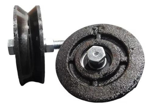 Rueda Fundición Canal V 75 Mm Con Ruleman Para Portón 0