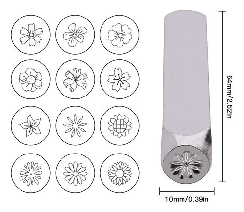 Juego Cuños Para Marcar Golpe -flores 6mm 12pzas 1