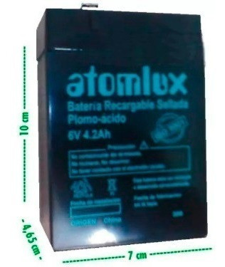Bateria De Gel Recargable Atomlux 4406 6v 4,2ah 1