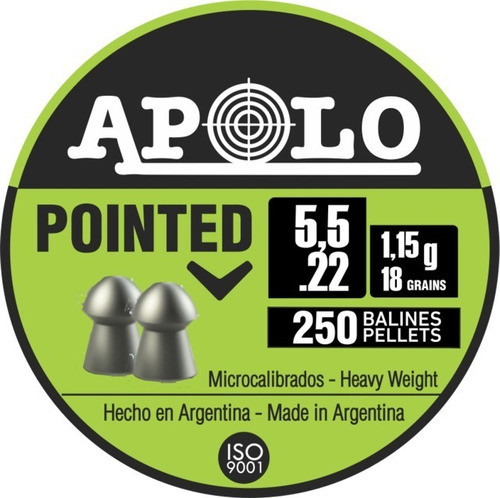 Balines Apolo Pointed 5,5 X250 18 Grains Aire Comprimido 0