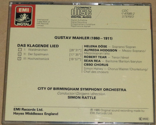 Das Klagende Lied Mahler Simon Rattle Opera Cd Ingles  Kktus 1