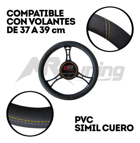 Funda Cubre Volante 37 A 39 Cm Ecocuero Pespunte Auto Pickup 1