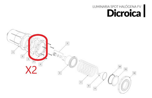 Contramarco Y Goma Para Luminaria Spot Vulcano X2 Unidades 1