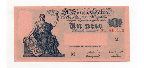 Billete 1 Peso Moneda Nacional Progreso Bottero 1839 Sc- 0