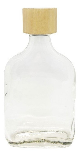 Botella Vidrio Petaca Con Tapon Madera 200 Cc Pack X12 0