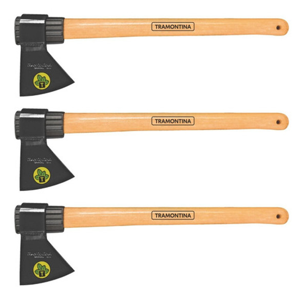 Kit X3 Hacha Pesada Talar Cabo Madera 50cm Tramontina Acero 0