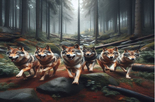 Obra De Arte Digital Manada De Lobos 70x50cm Pieza Única 0