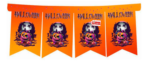 Banderín Calabaza 150cm Halloween Terror - Ciudad Cotillón 0