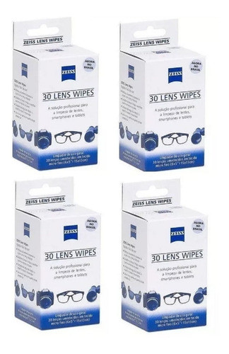 120 Lenços Umedecidos Limpeza De Lentes Zeiss 4 Caixas De 30 0
