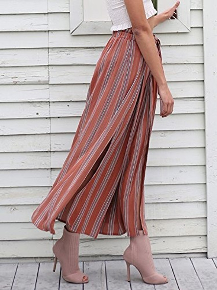 Berrygo Pantalones De Pierna Ancha, Cintura Alta, Con Rayas 1 Berrygo Pantalones De Pierna Ancha, Cintura Alta, Con Rayas 1