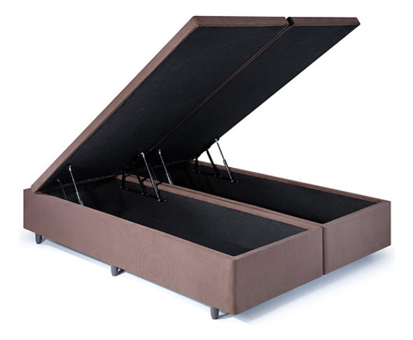 Base Box Queen Com Baú 158x198x42cm  Suede Marrom 0