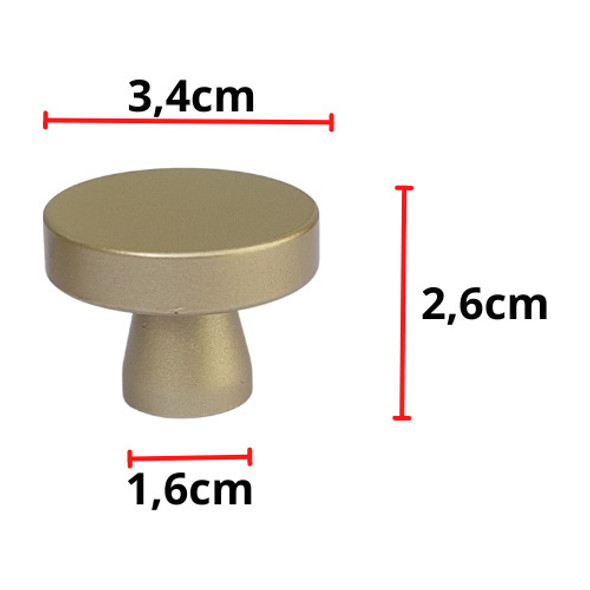 Kit 8 Puxador De Gaveta Moderno/ Redondo Dourado  Fosco 34mm 1