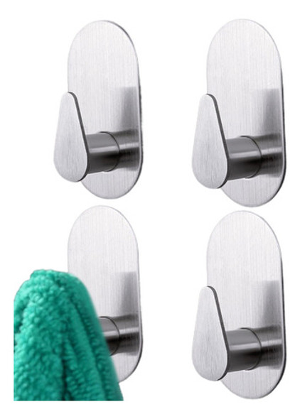 Gancho Toallero Pared Acero Inoxidable Adhesivo Pack X 4 0