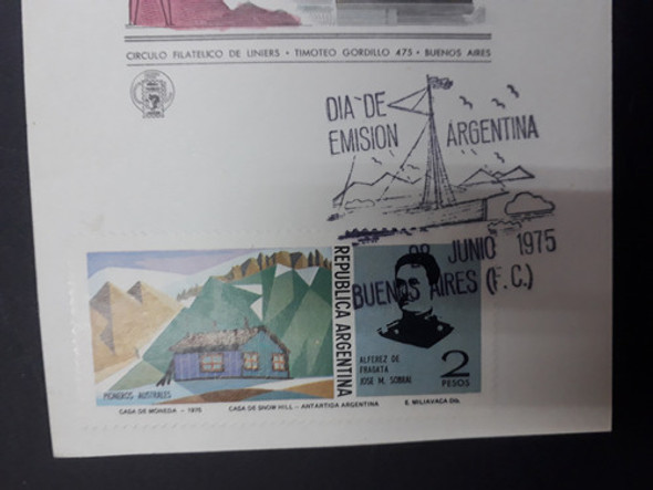 Filatelia Argentina Día Emisión 75 Pioneros Australes Sobral 1