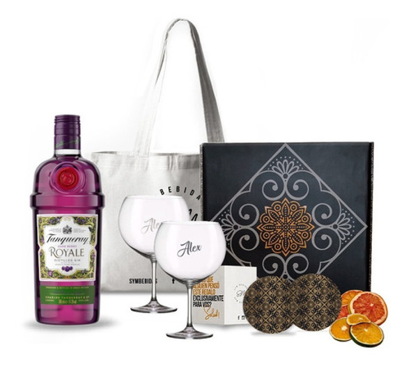 Kit Gin Tanqueray Royale Dark Berry + 2 Copas Transparentes 0