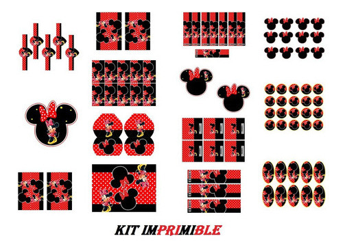 Kit Imprimible Candy Bar Minnie Roja El Mas Completo 1