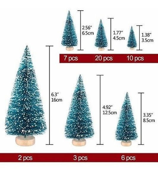 48 Mini Arboles De Navidad Pinos Kuuqa Turquesas 6 Tamaños 1