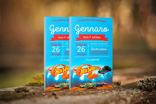 Invitaciones Digitales Tarjetas Cumpleaños Hot Wheels 1