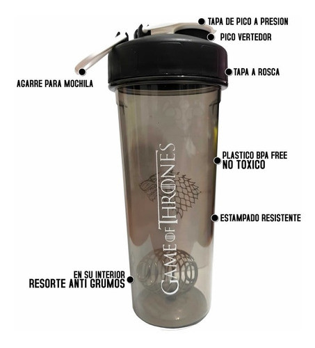 Shaker Vaso Mezclador Bpa Free No Tóxico Game Of Thrones 1