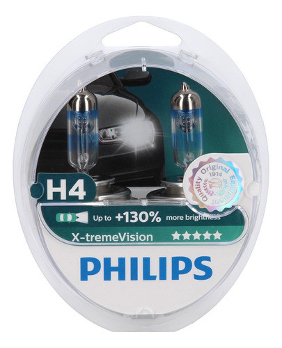 Lamparas Philips H4 Xtreme Vision +130% 60/55w Auto Set X2 0