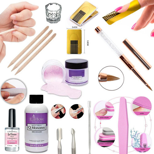 Kit Para Hacer Uñas Esculpidas En Acrílico Monómero Ezflow 0