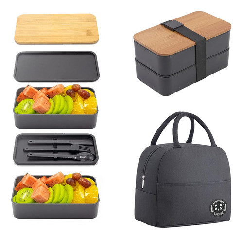 Caja Bento Japonesa Lonchera 2 Capas Contenedor Almuerzo Pre 0