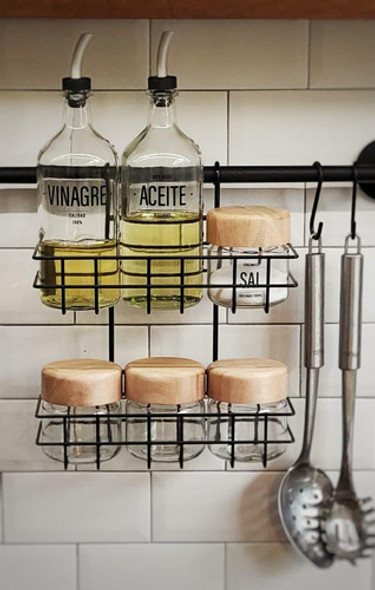 Canasto  Sarai  Doble Estante Colgante Negro 1