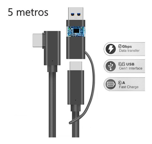Cabo Link 2 Em 1 Para Oculus Quest 2 E 1 De 5 Metros 0