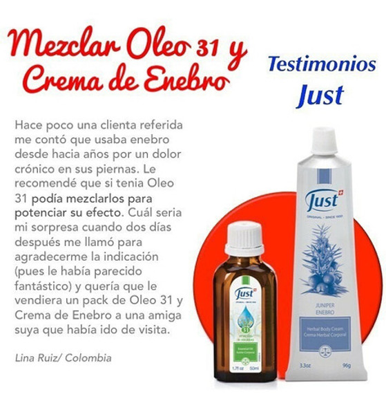 Combo Alivio: Crema Enebro 96g + Óleo 31 50ml Just 1