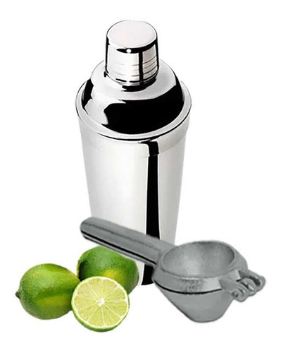 Coqueteleira Inox + Espremedor De Limão Caipirinha E Drinks 0